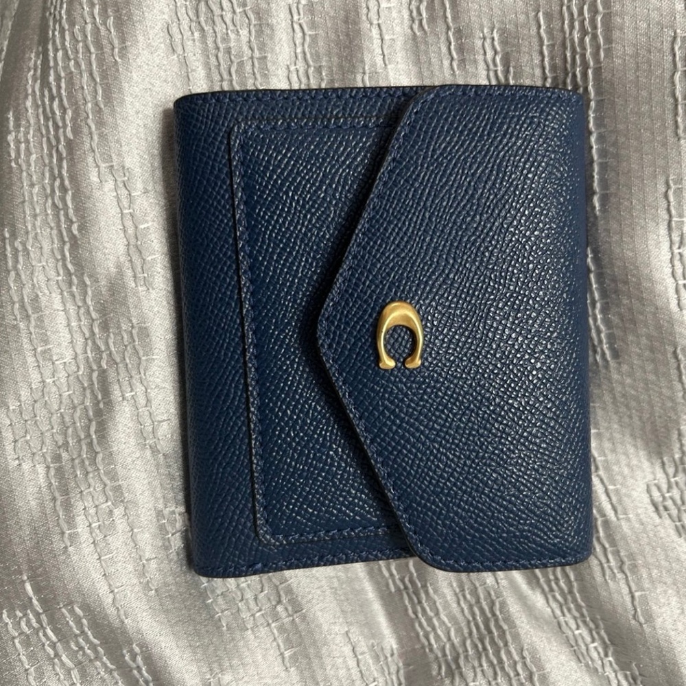 Coach Blue Wallet with Gold Accent